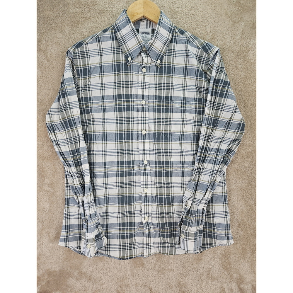 Brooks Brothers Regent Fit Dress Shirt Plaid Button Down All Cotton